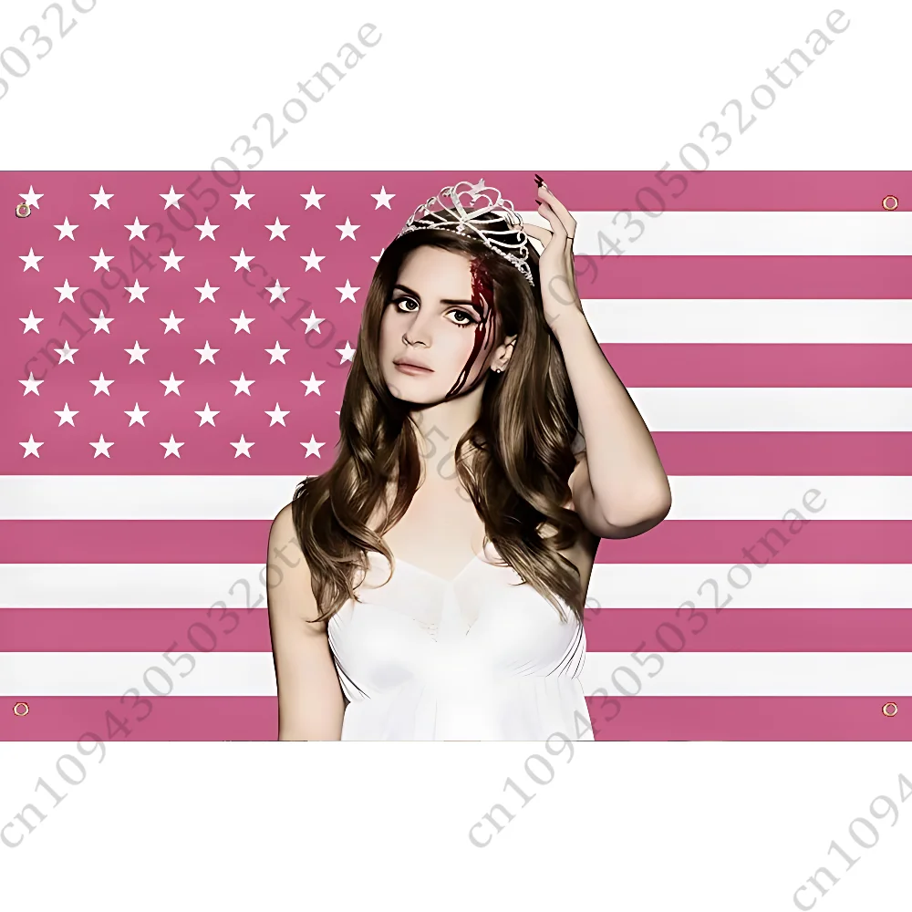 L-Lana Del R-Rey Flag American Pink Tapestry Funny Banner For College Dorm Room Bedroom Outdoor Living Room Wall Art Decor Party