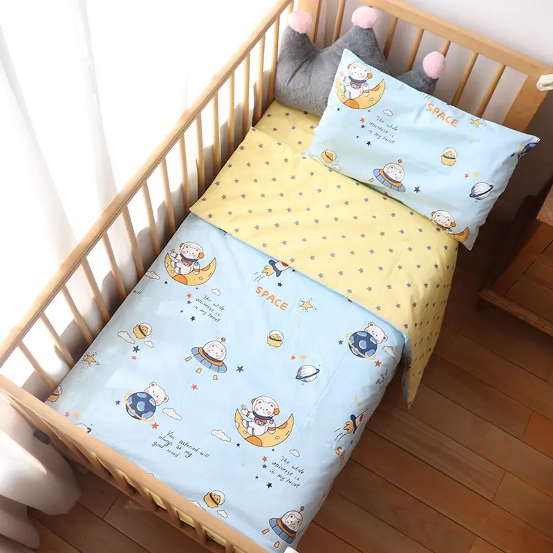 Baby Bedding Set Soft Cotton Baby Cot Kit Crib Bedding Set Quilt Duvet Cover Pillow Pilowcase Sheet Bumpers Baby Room Decoration