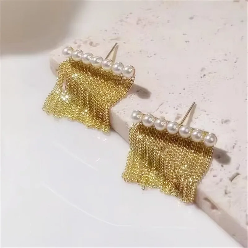 Luxo Pearl Bar Tassel Brincos Para Mulheres 2023 Nova Declaração Criativa Moda Jóias Por Atacado