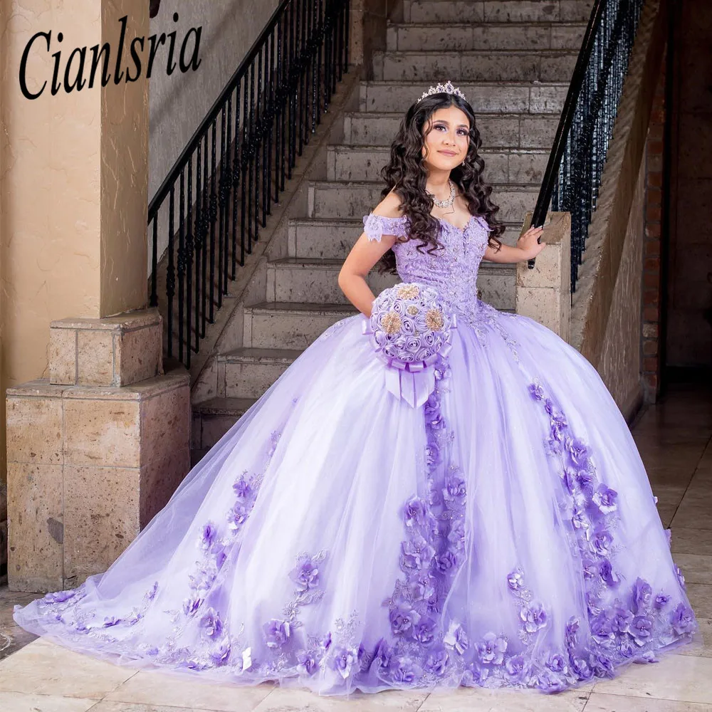 Robes de Quinceanera mexicaines avec appliques florales 3D, robes éducatives, Sweet 16 Bow, CAN ac, 2023