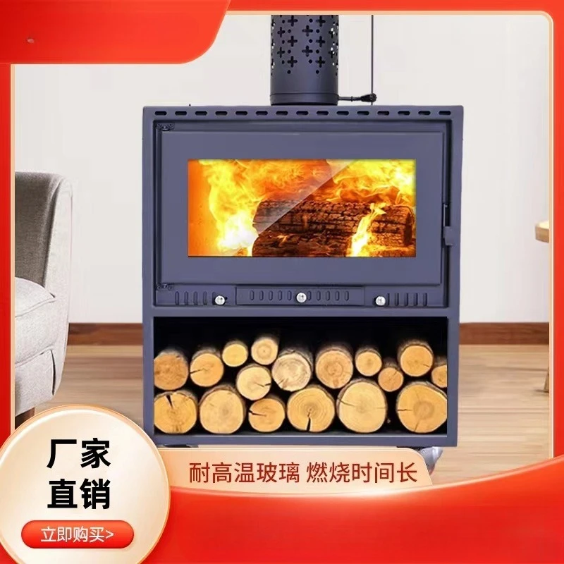 Chimenea Estufa calefactora de leña Estufa calefactora de invierno Chimenea quema de madera europea simple