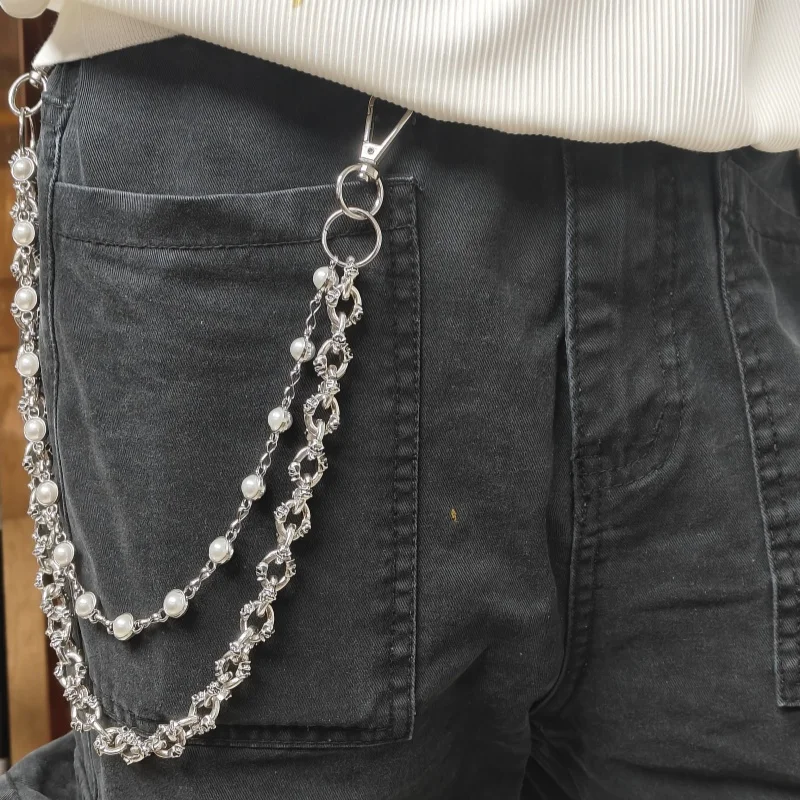 Retro Pearl Skull Pants Chain Fashionable Men And Women One's Waist Luxury Accessories Multifunctional Pearl Chain For Bag