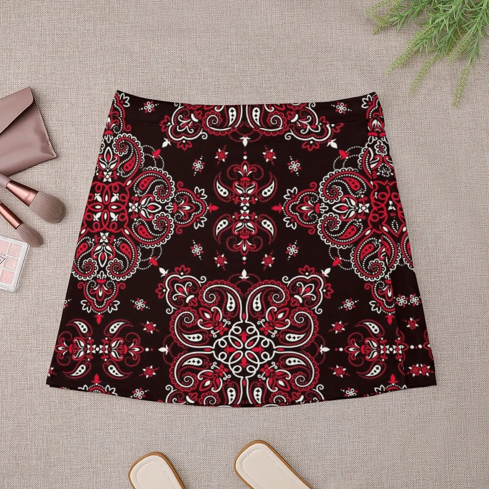 Bandana style print Mini Skirt Clothing women's clothing trend 2024 women's summer dress 2024 women's clothing korea stylish