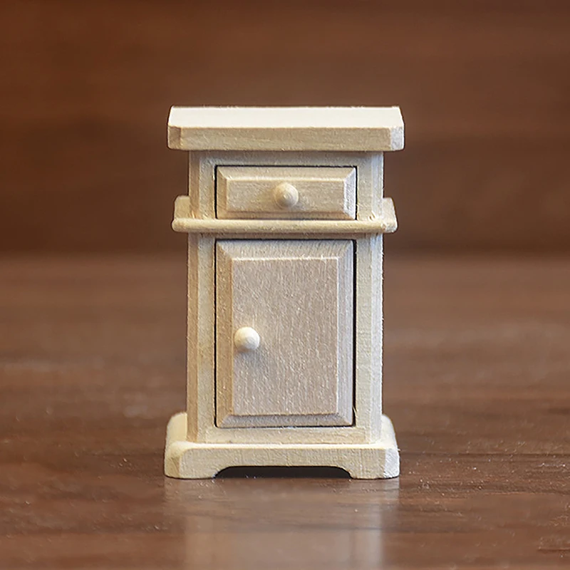 

1/12 Dollhouse Mini Cabinet Model Dollhouse Miniature Bedside Table Dolls House Furniture Decorations Accessories