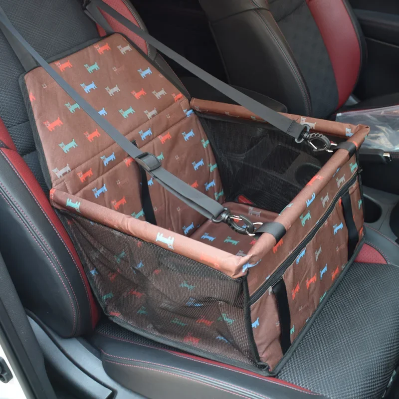 Dog Car Seat with adjustable attachment straps on a compatible vehicle seat