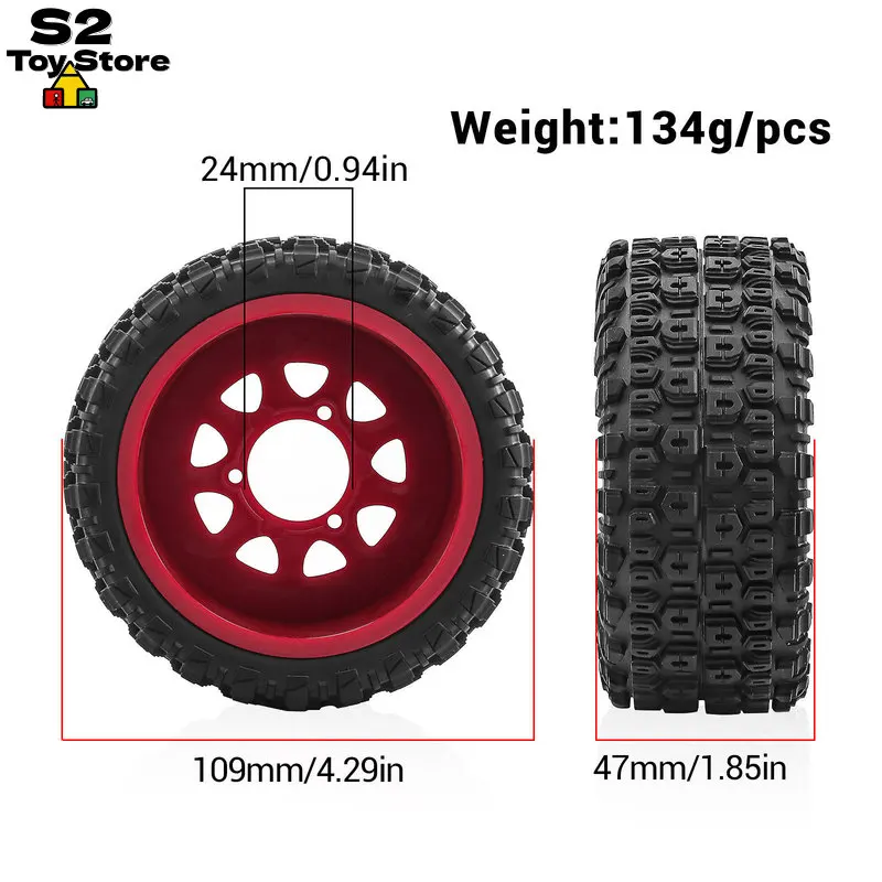 1/10 Short Course RC Truck Tires With 12mm 14mm 17mm Removable Hex Hubs Fit ARRMA Senton TRX Slash W285 Off Road RC Car Wheels