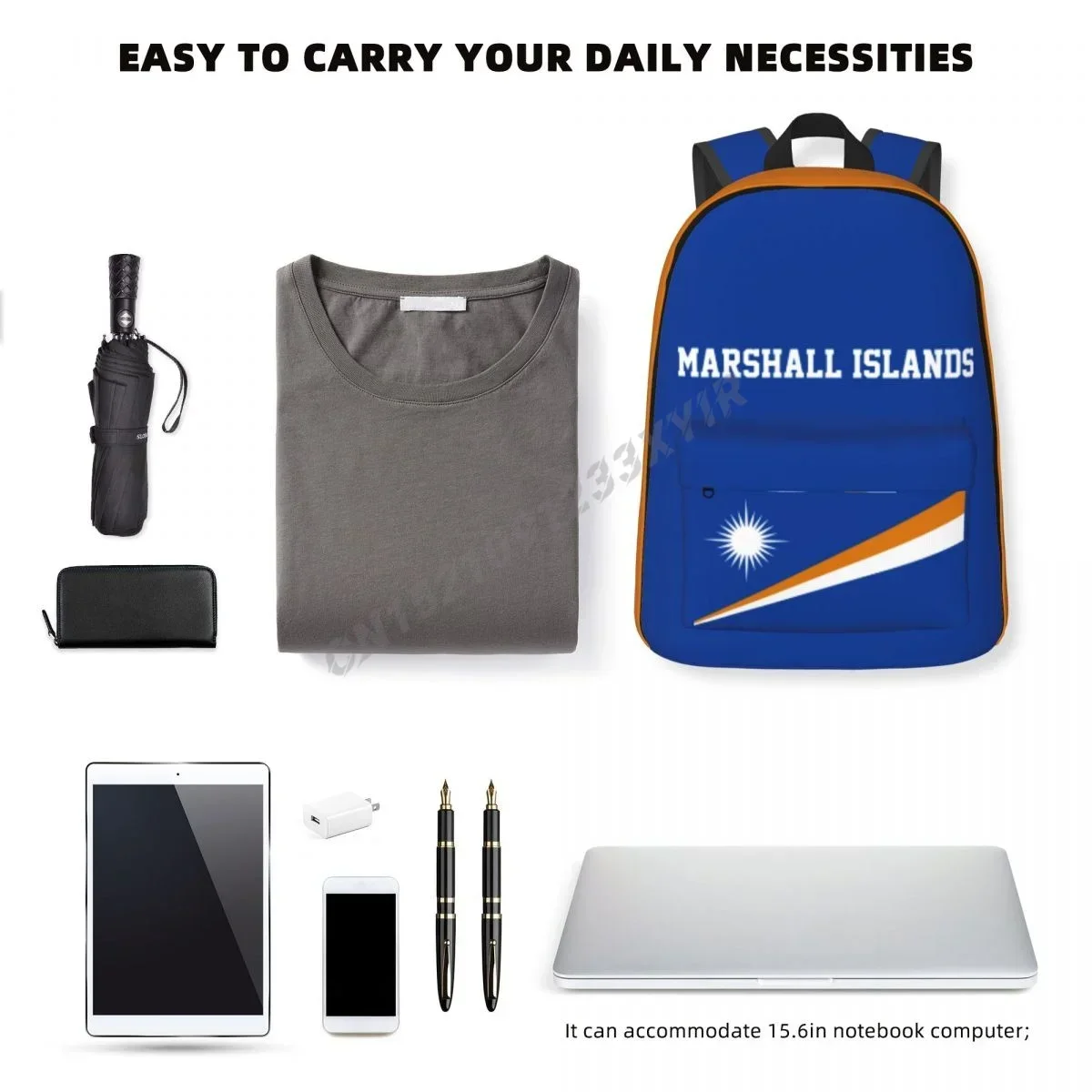 Custom Bag Unisex Backpack Marshall Islands Flag Stitch Schoolbag Messenger Bag Case Laptop Travel Bag Mochila Gift