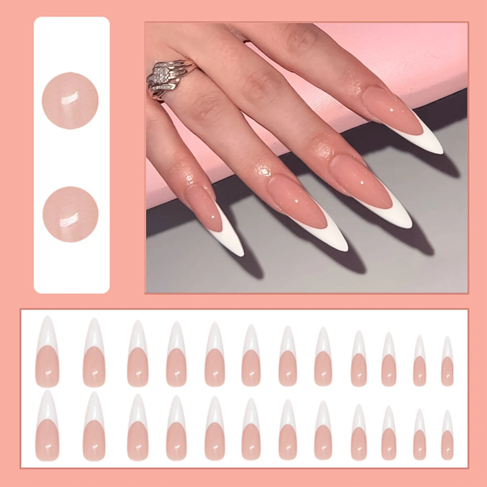 24 stücke y2k Stern drücken auf Nägel Farbverlauf schwarz mittellanger Sarg falsche Nagels pitzen volle Abdeckung Mond Designs gefälschten Nagel für coole Mädchen