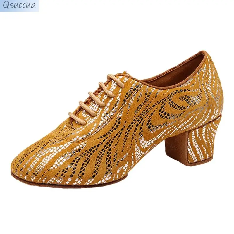 Professional Latin Dance Shoes Adult Ladies Mid-Heel Training Dance Shoes