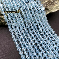 7mm Natural Blue Topaz Quartz Faceted Round Loose Beads For DIY Jewelry Making MY240402