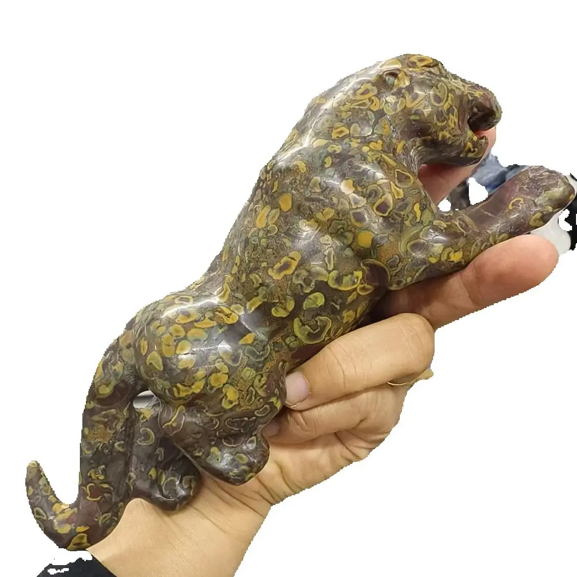 Leopardo de Piedra Azo Natural, Cristal de Cuarzo, Leopardo Tallado a Mano de Mineral de Piedra Azo, Terapia Mineral