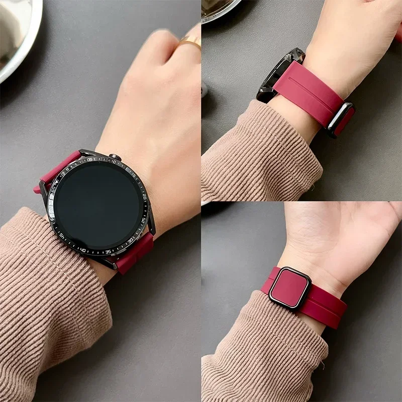 Correa de silicona con cierre magnético, pulsera para Samsung Galaxy Watch 4, 5, 6 pro, 40mm, 44mm, 45mm, 42/46mm, Huawei GT3 pro band, 20/22mm
