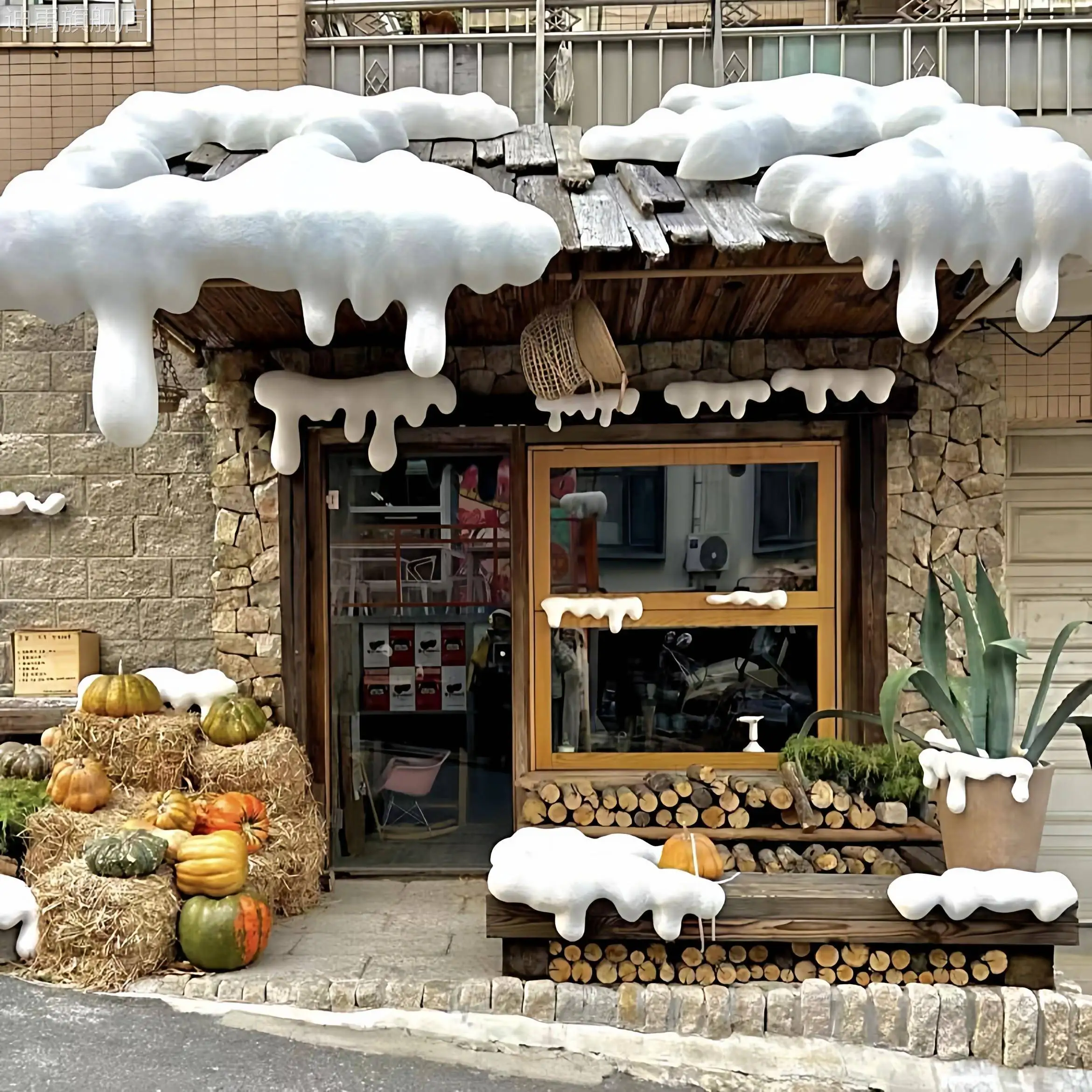 decoracoes-de-natal-artesanais-diy-aderecos-de-fotografia-de-paisagem-nevada-para-vilas-e-cafeterias-design-de-telhado-neva