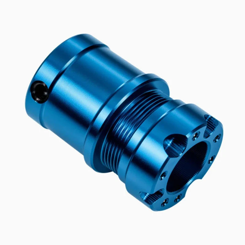 خدمة التصنيع باستخدام الحاسب الآلي الرخيصة خدمة العملاء المخصصة الطحن الدقيق من سبائك الألومنيوم الأزرق الخيوط رمح الأكمام