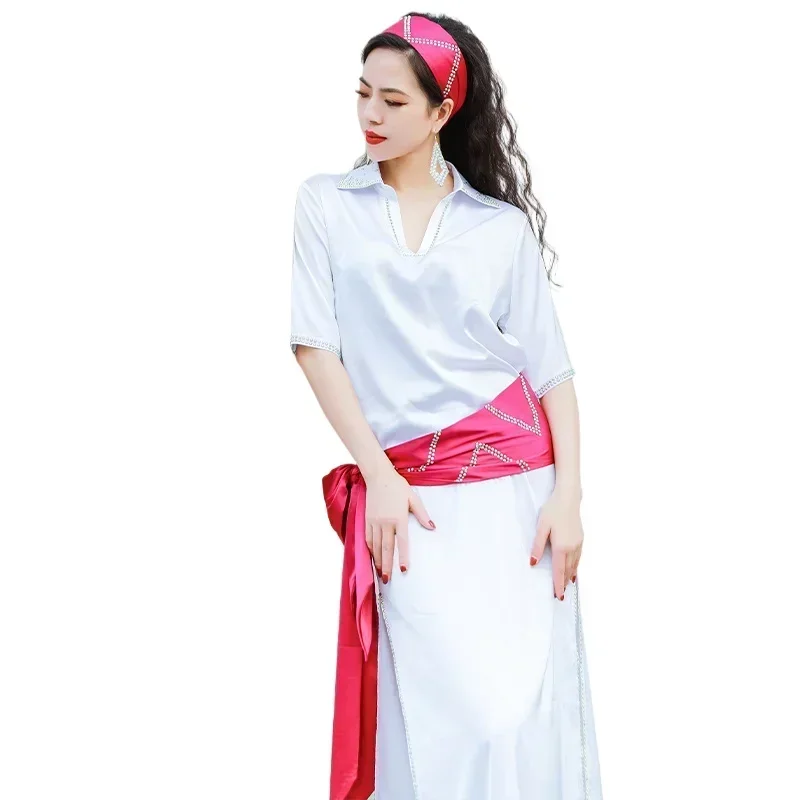 

2023 woman new belly dance Costumes folk dance satin baladi practice classic robe Belly dance Clothing ZM339