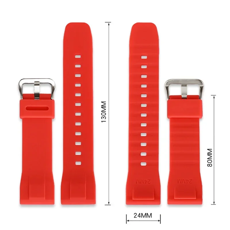 Strap for Casio PROTREK Series PRG-650Y/600 PRW-6600 GA-2000 Sport Waterproof High Tensile Silicone Watch Band Bracelet 24mm
