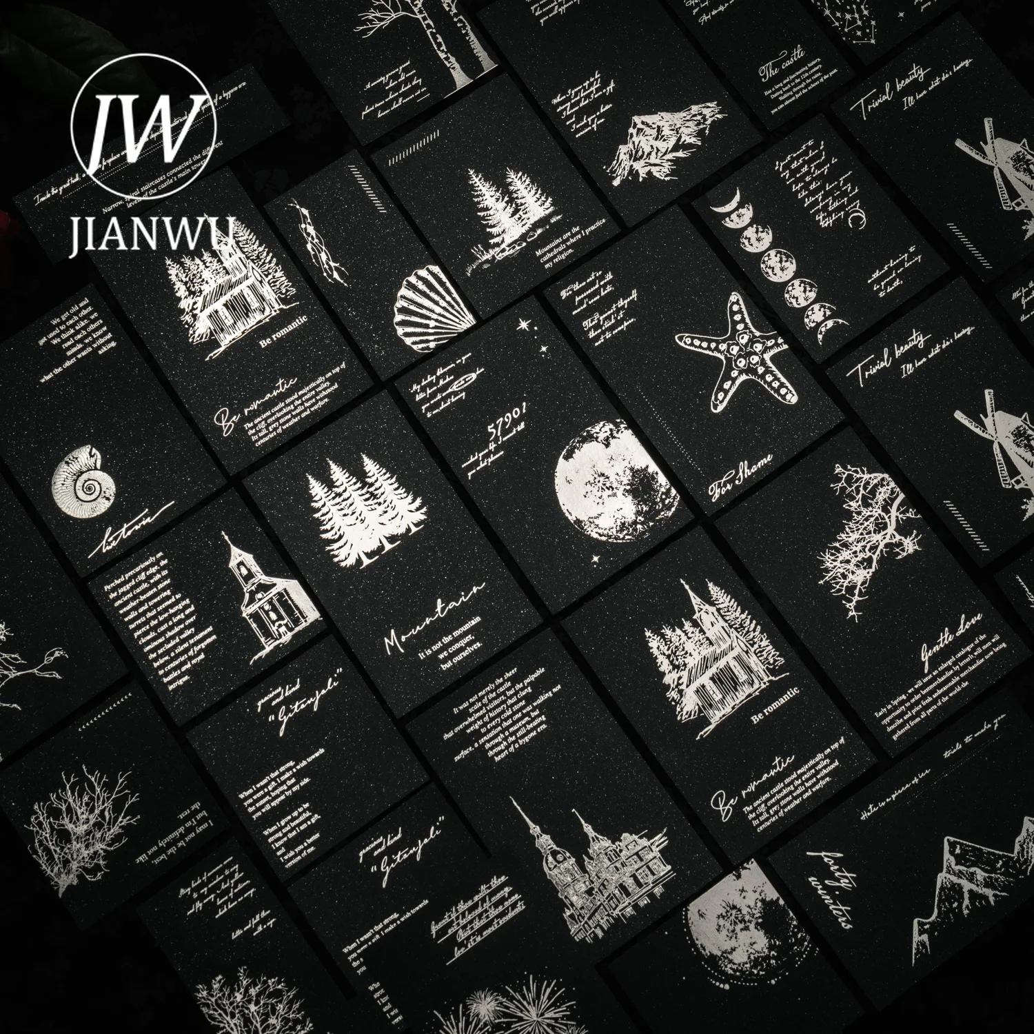 

JIANWU Poem Hidden in The Darkness Series Vintage English Landscape Collage Material Paper Creative DIY Junk Journal Stationery