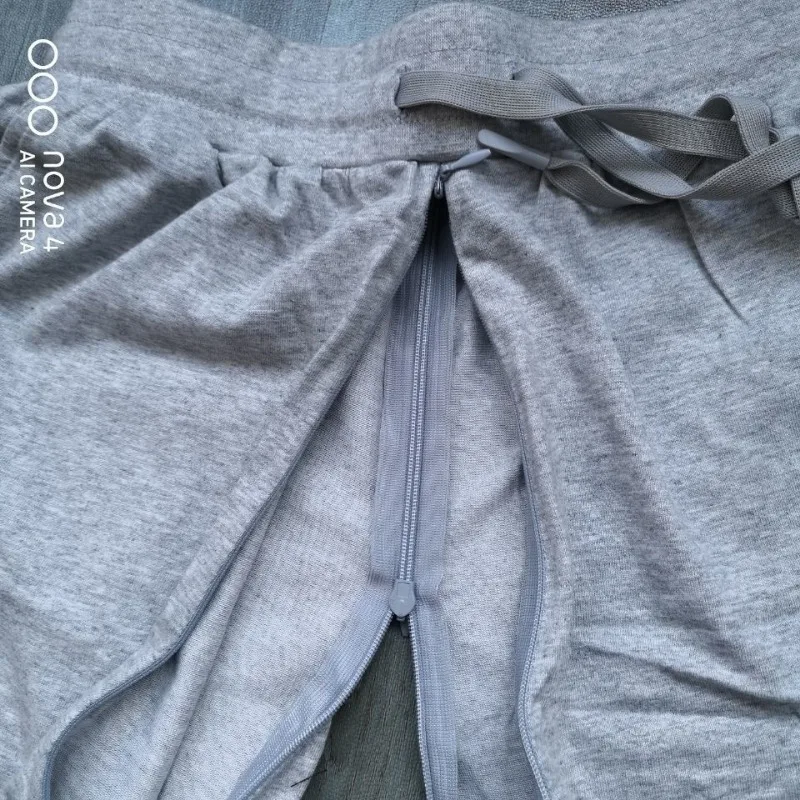 Calzoncillos de algodón con cremallera Invisible para hombre, ropa interior con entrepierna abierta, pantalones cortos informales para deportes al aire libre, talla grande, otoño y primavera, nuevo