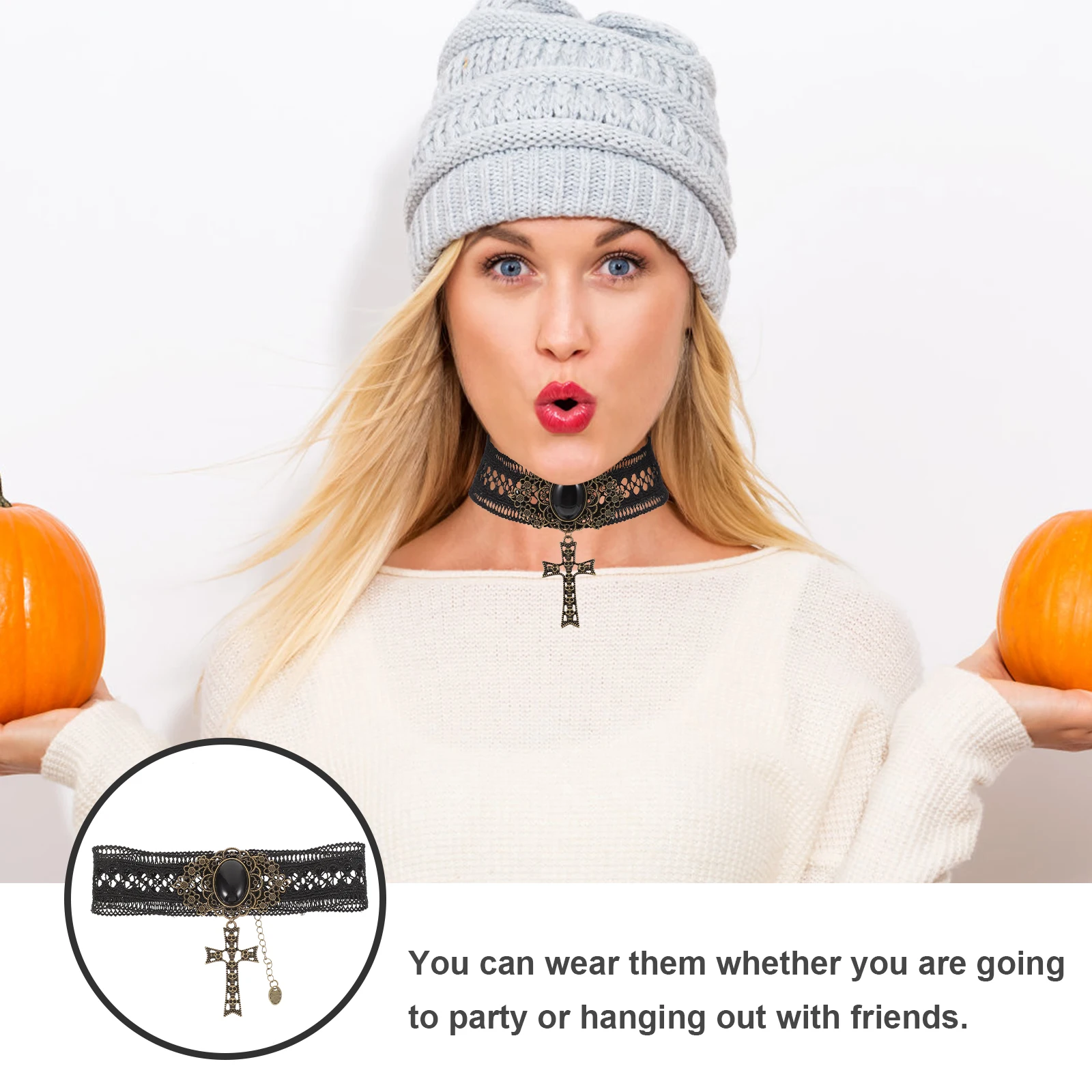 

1Pcs Skull Punk Halloween Clavicle Chain Unique Neck Pendant Party Fashion Jewelry Trendy Neck Chain