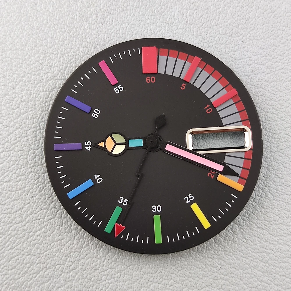 NH35 rainbow color dial and hands without luminous dial is suitable for NH35/NH36 movement