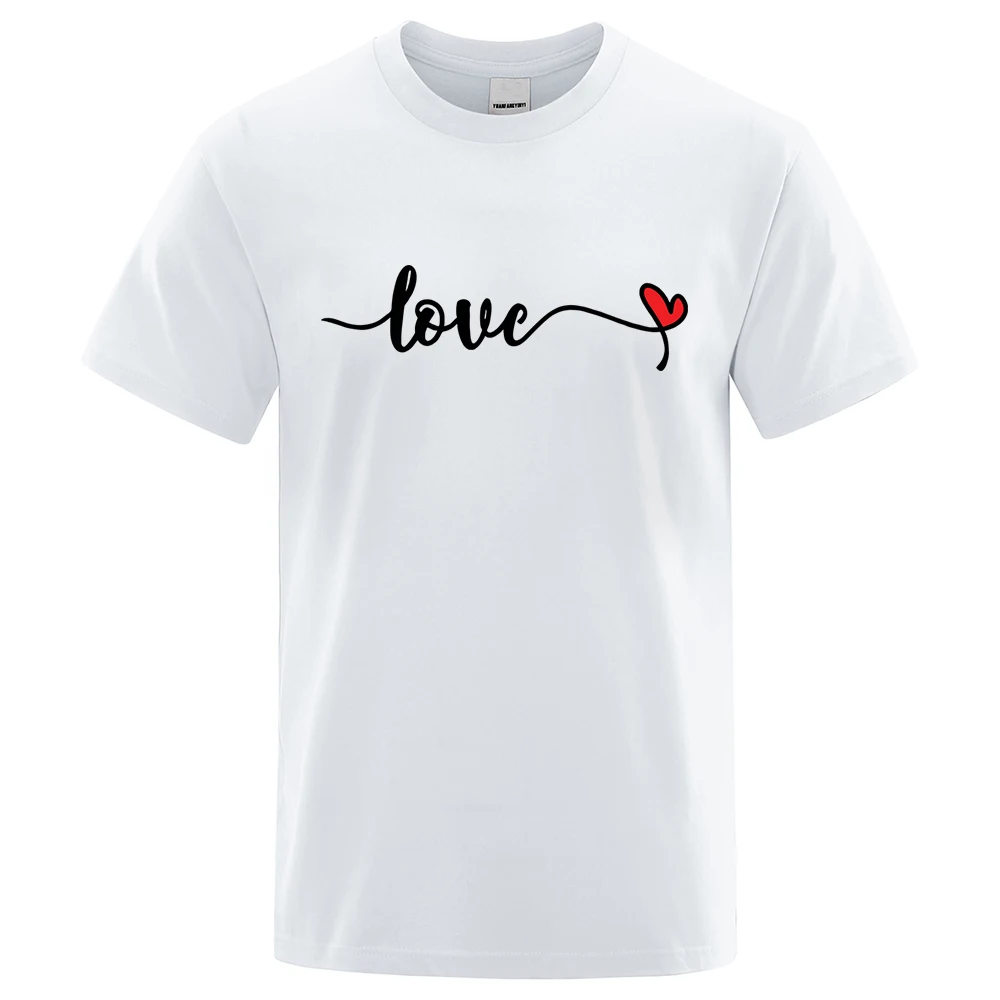 Black Love Art Font Letter T-Shirts Men Women Breathable T Shirts Summer Oversize Clothes Loose Cotton Short Sleeved Couple