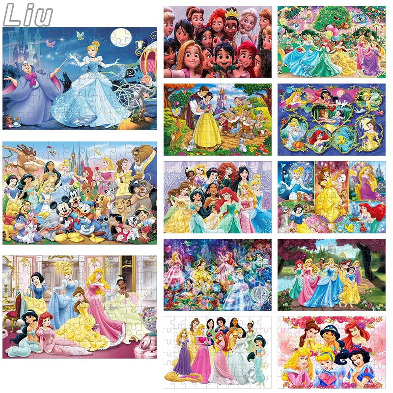 Disney Princess Party Mickey Mouse ปริศนา Mermaid 300ชิ้นของเล่นเกมปริศนาเด็กปริศนาไม้ของเล่นเพื่อการศึกษาสำหรับเด็ก