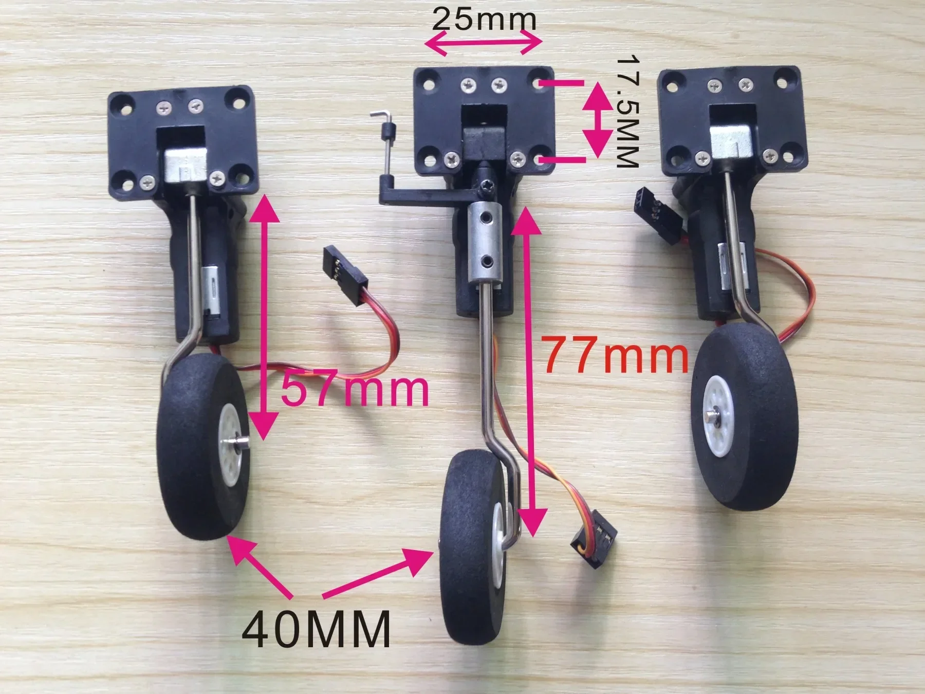 25 g metal worm type electronic retractable Three-Points landing gear kit for fixed wing airplane