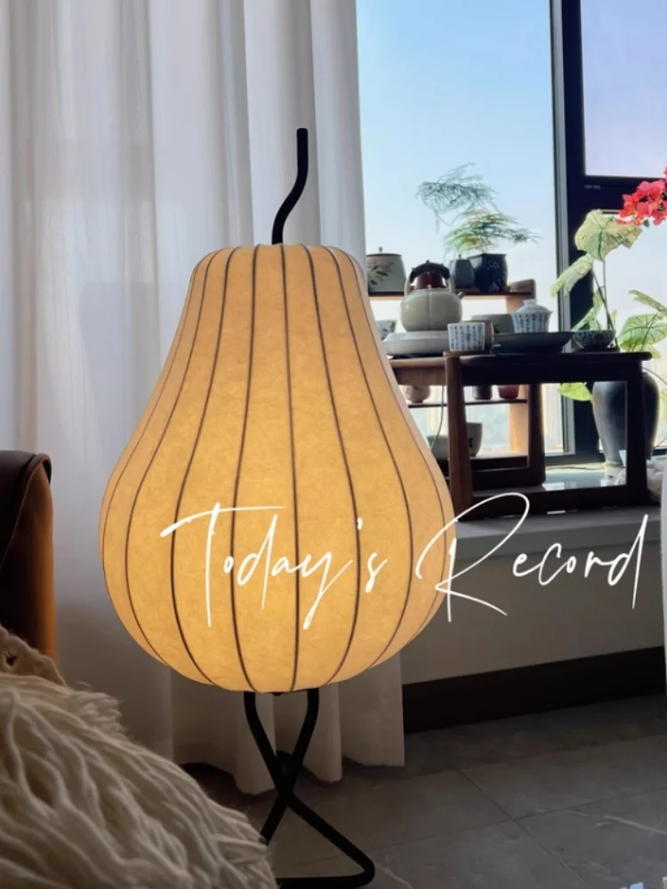 Wabi Sabi Style Silk Pear Shaped Floor Lamp for Home Bedroom Living Room Sofa Silk Floor Lamp Indoor Lighting LED Floor Lamp