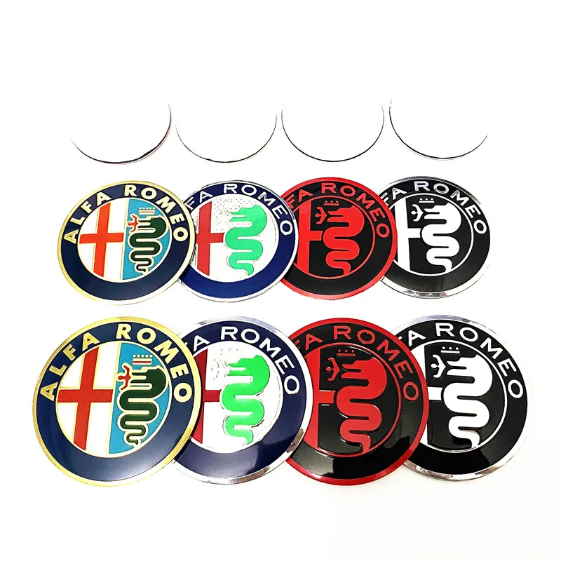 4pcs 56mm 50mm 40mm Wheel Center Logo Sticker Rim Caps Hub Cover Badge Emblem Decal For Alfa Romeo 147 156 159 166 GT 4C Stelvio