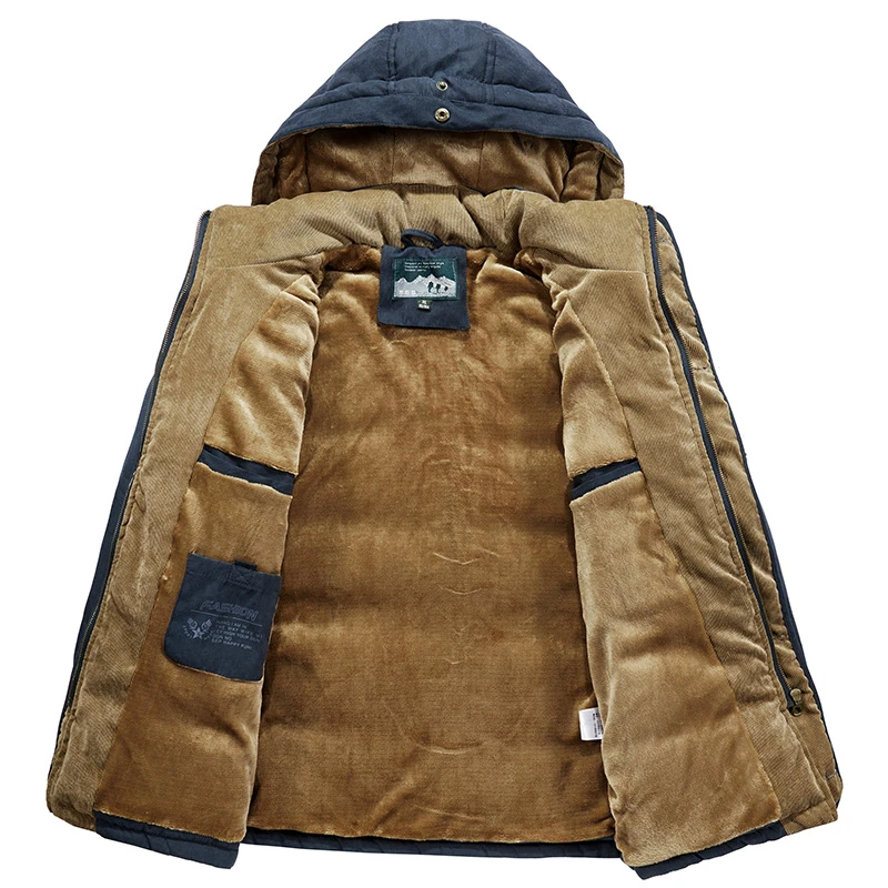 Men Winter New Windproof Hooded Thick Fleece Warm Parka Men Fashion Brand Coat Men Classic Casual Parka Jacket Men Size 6XL