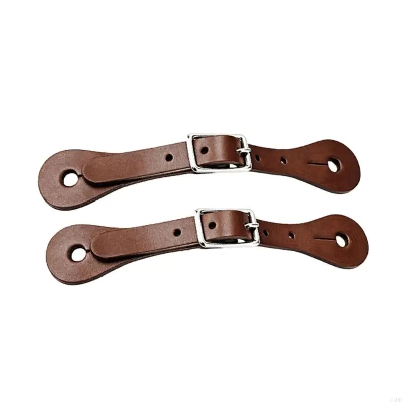 Leather Spur Strap for Equestrians Riding Boot, Offering Multiple Hole Positions, End Openings and a Metal Pin Closure 24BD