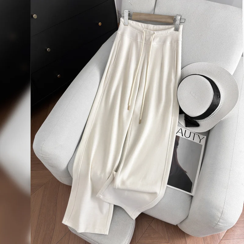 

Versatile Wide-Leg Pants for Women, Spring and Autumn High-Waisted Loose Straight Sweatpants, Petite Casual Sports Pants