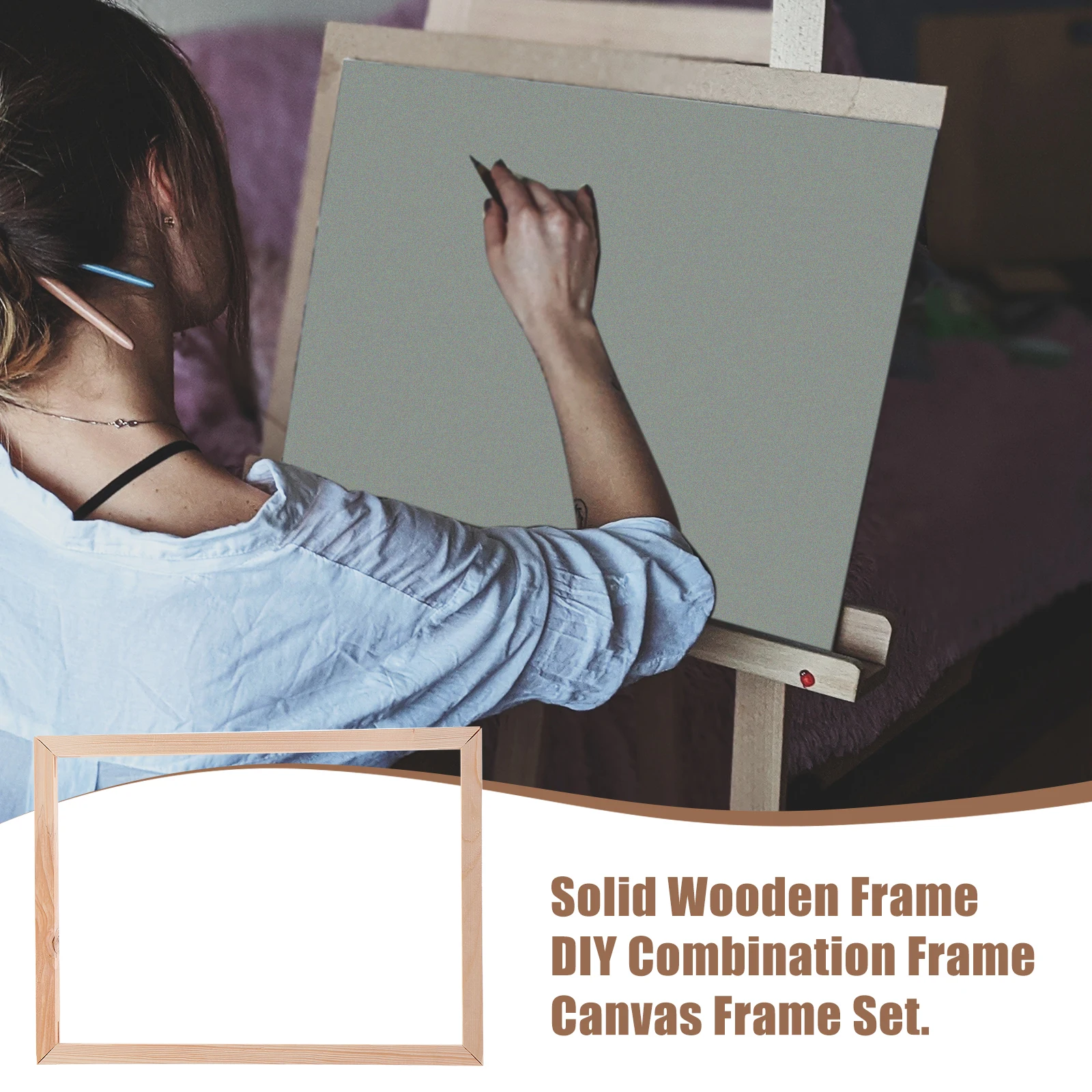 

1 set Solid Wood Picture Frame 30x40cm Smooth Surface Easy Installation DIY Oil Painting Canvas Supplies