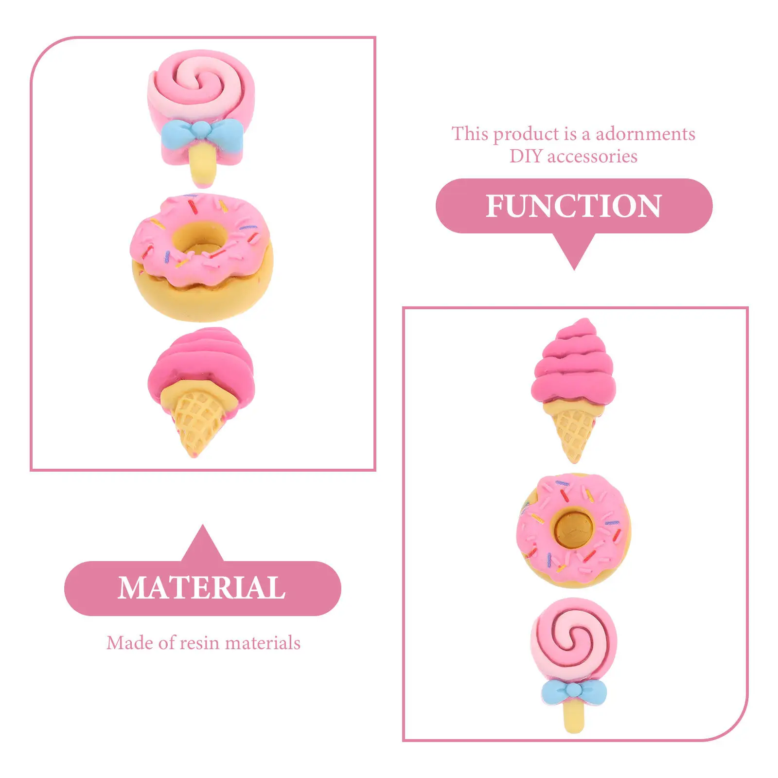 

30 шт. смоляных подвесок для декора чехлов для телефонов, миниатюрные украшения для рукоделия, плоские аксессуары: мороженое, пончики, леденцы, сладости
