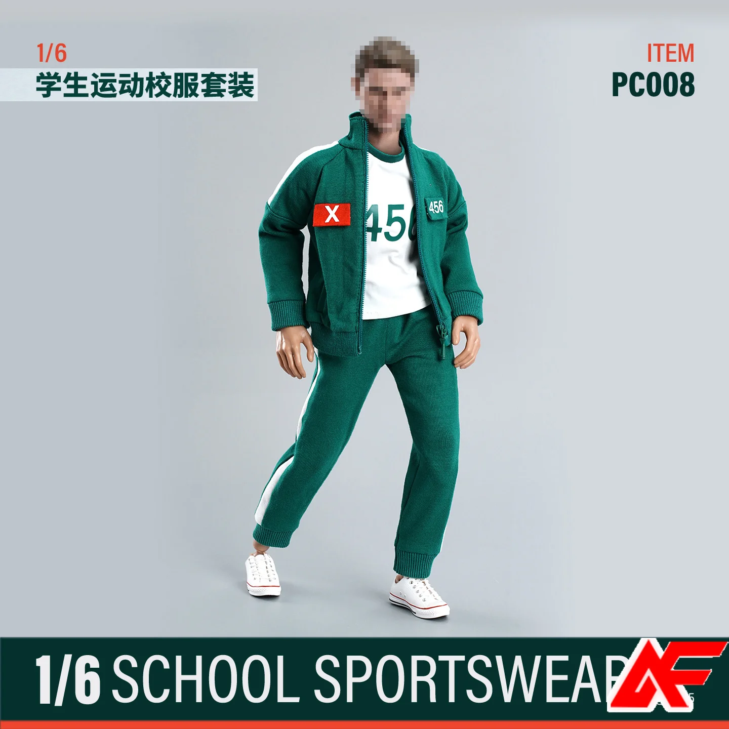 

PC008 1/6 Scale Green Student Sports School Uniform Set T-shirt Clothes Model Fit 12'' Male Soldier Action Figure Body Dolls