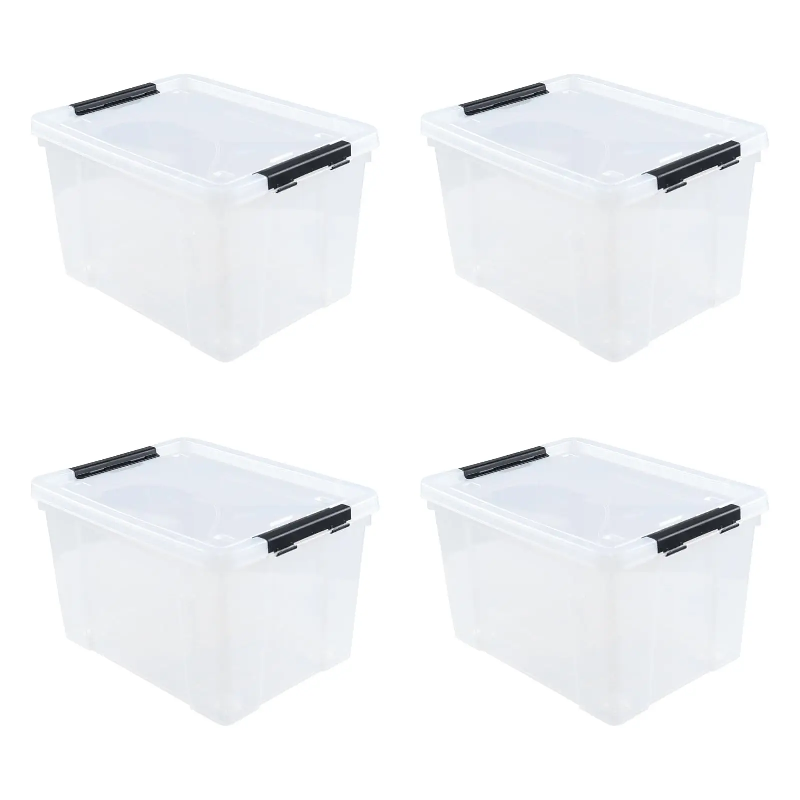 4 Pack 23 L Clear Plastic Storage Bins With Wheels, Stackable Rolling Storage Containers With Lids And Latches, See Through Organization Boxes For Bedroom, Closet, Garage, Office, Clear