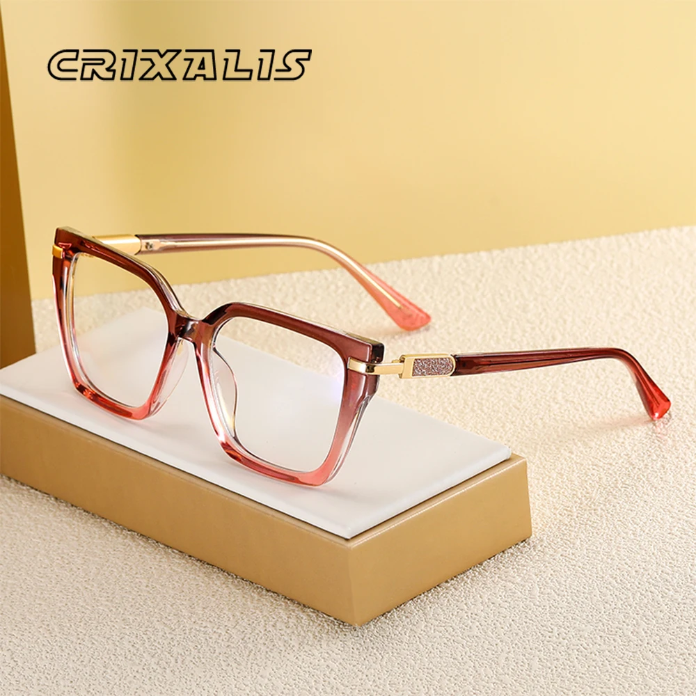 

Очки CRIXALIS для женщин, защитные, в форме кошачьего глаза, квадратная металлическая оправа, прозрачные, с антирадиационным фильтром, для работы за компьютером