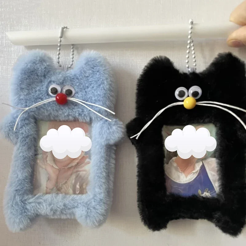 1 peça 3 Polegada kpop idol foto titular do cartão dos desenhos animados de pelúcia mouse pequeno cartão caso de exibição bonito chaveiro id cartão capa proteção