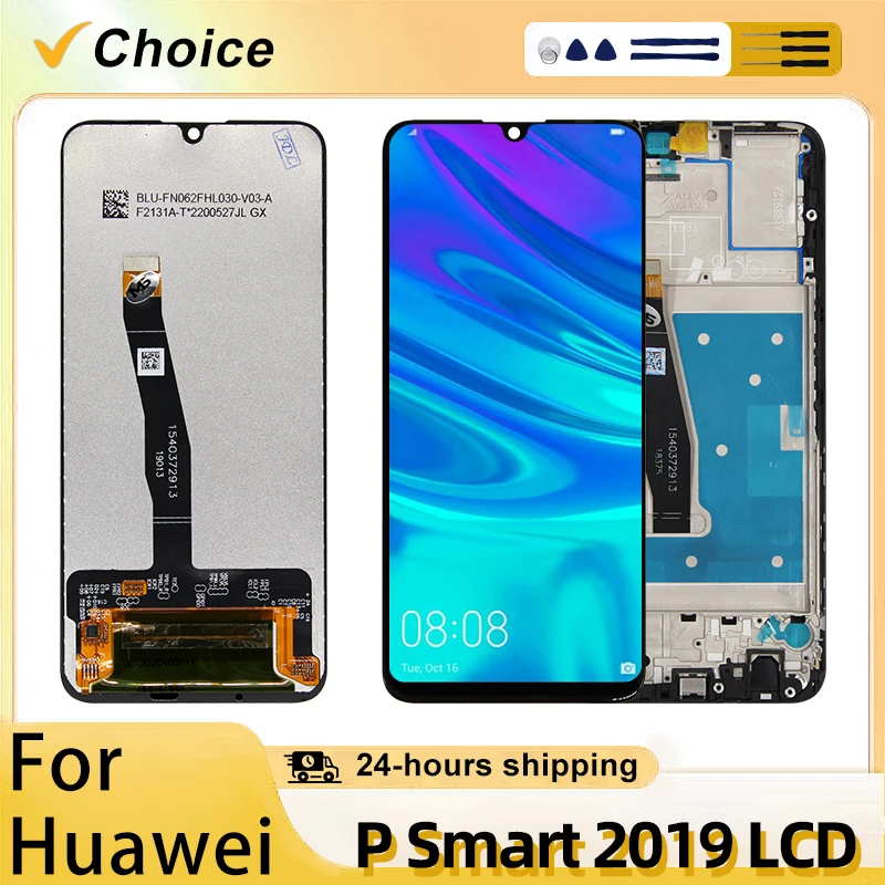 Pantalla LCD de Repuesto para Huawei P Smart 2019, Digitalizador de Pantalla Táctil, Ensamblaje POT-LX1 POT-LX3 POT-LX2J, Piezas de Reparación