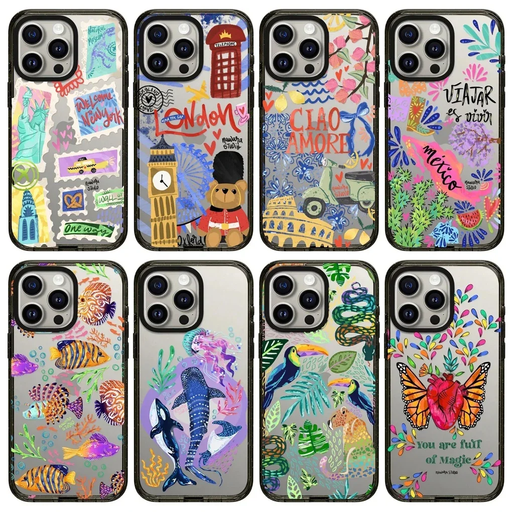 

Ocean Graffiti Label 2.0 Acrylic Black Border Protective IPhone Case Cover for 17 16 15 14 13 12 Pro Max Case
