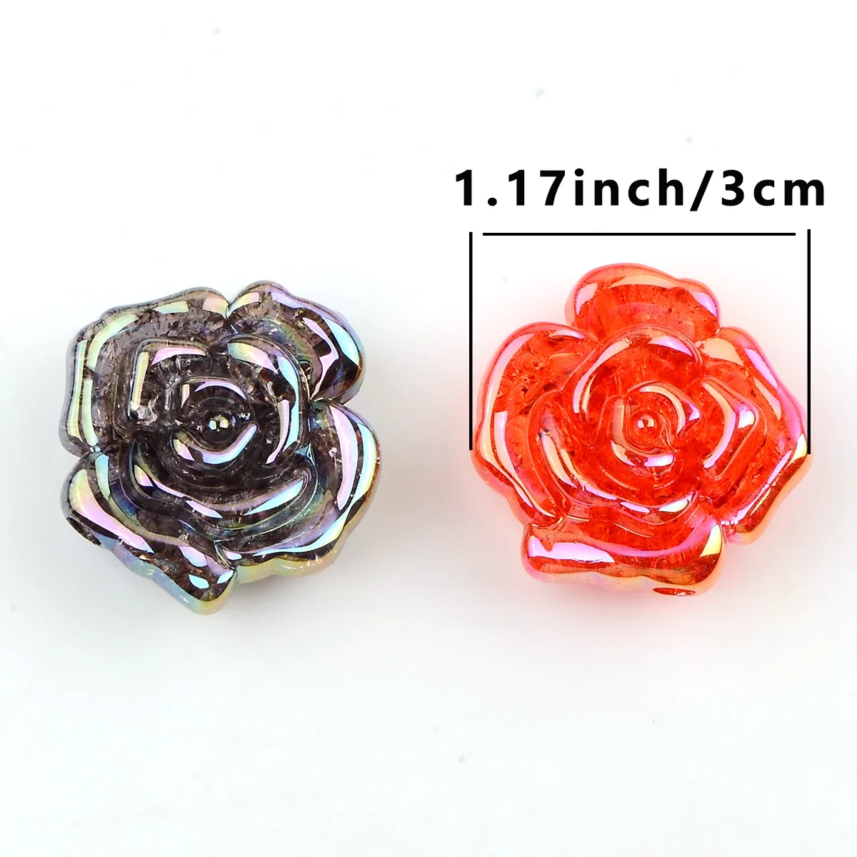 4pcs Hand-paint double sided rose flower beads Acrylic round beads for Jewelry beads Making supplies DIY Charm Bracelet Necklace