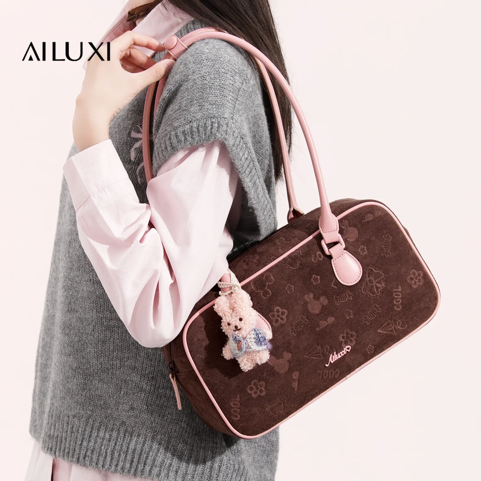 

AILUXI Bowling Bag Women Handheld Large Capacity Commuter Single Shoulder Underarm Bag Cute Pendent Valentine's Ramadan Gift