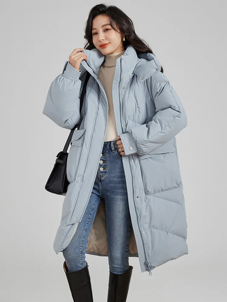 Winter Coat Female Women\'s Puffer Jacket Korean Casual Simple Parker Windproof Thick Warm Snow Mid-length Women\'s Down Jacket