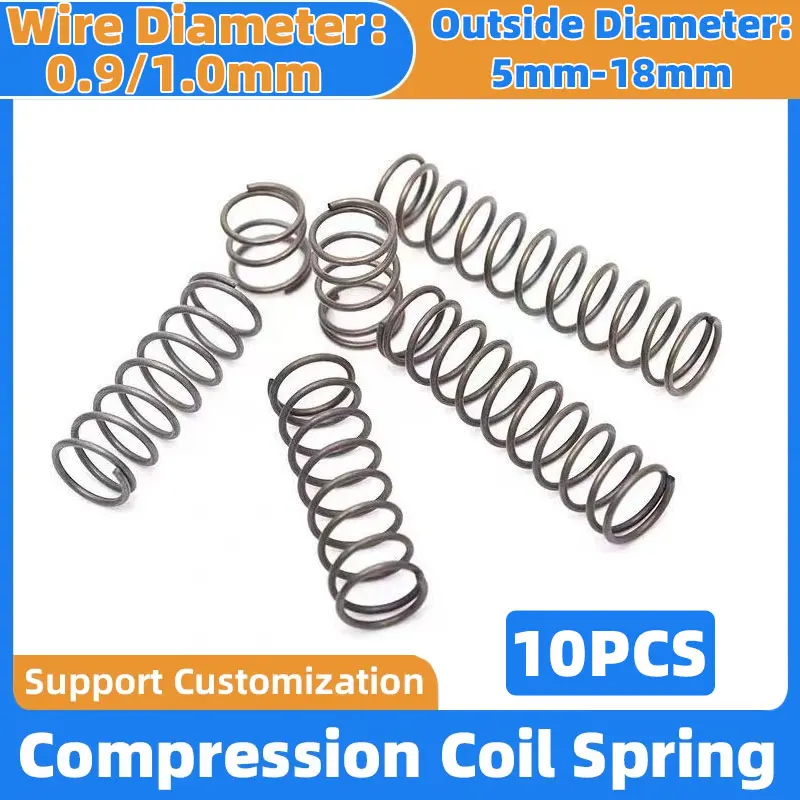 10PCS 65Mn Compression Spring Y Type Cylidrical Coil Rotor Return Pressure Compressed Spring Steel WD 0.9/1.0mm L 10-50mm