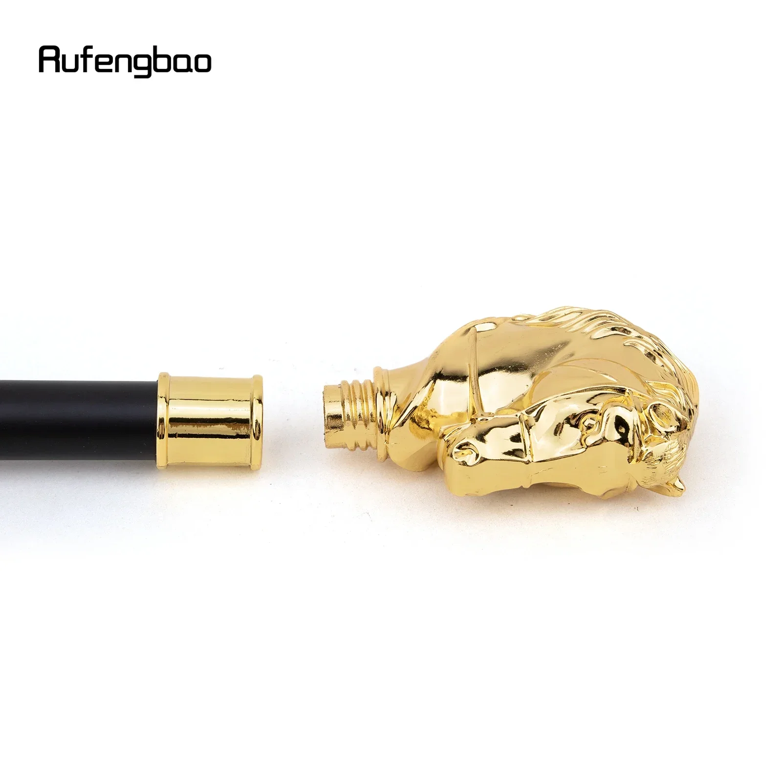 عصا المشي الذهبية على شكل رأس الحصان على شكل حيوان عصا زخرفية كوسبلاي عتيقة للحفلات التنكرية والبخار والاستخدام اليومي