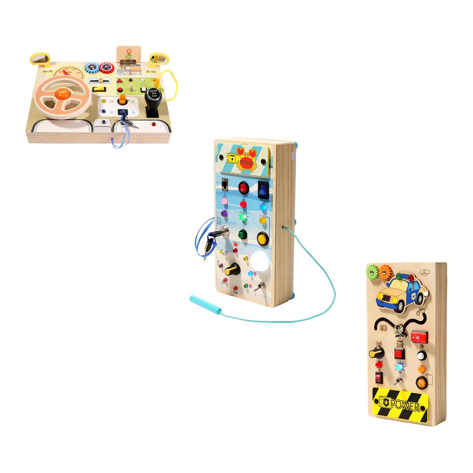 Montessori Busy Board with LED Wooden Sensory Board for Travel Preschool