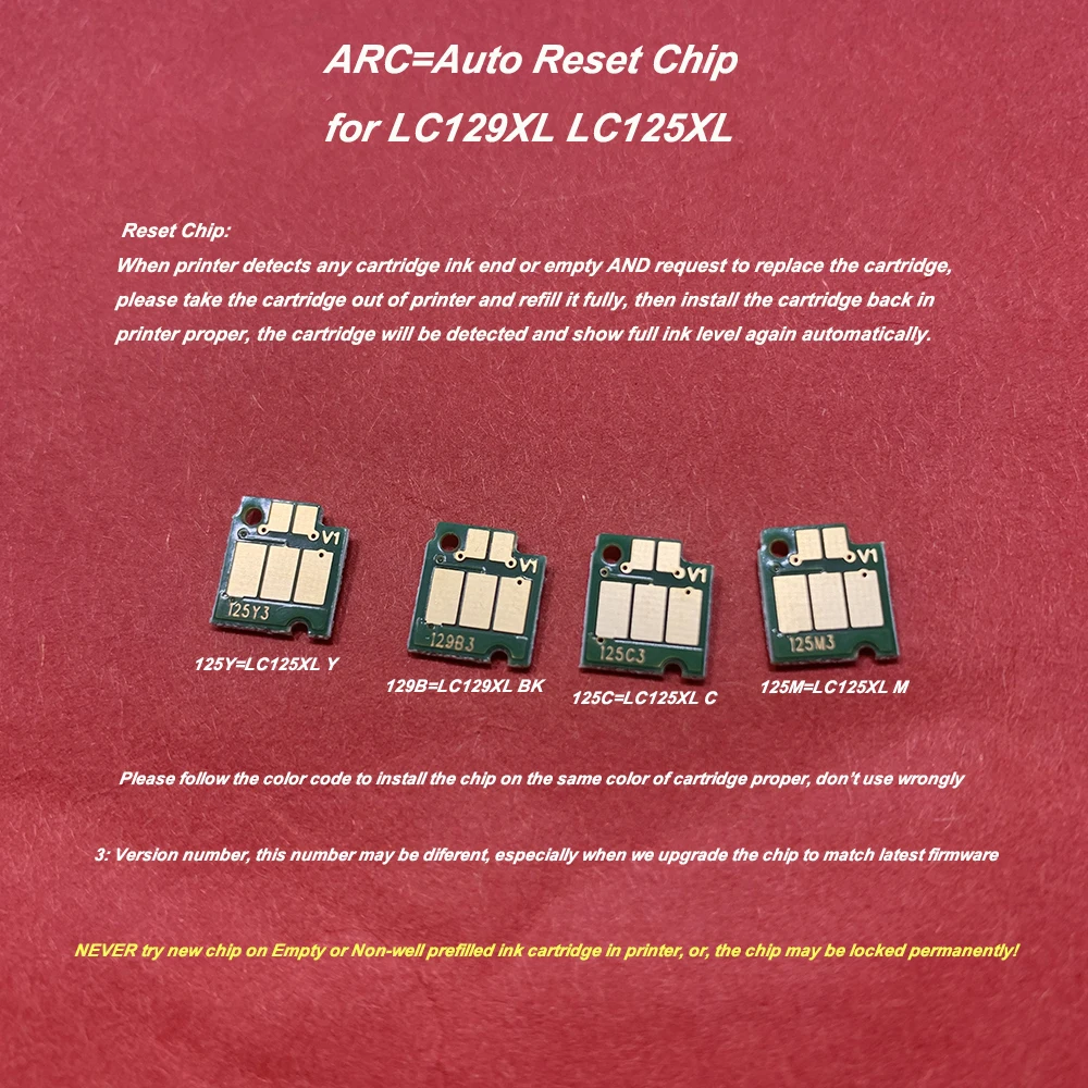 ARC chip for LC129XL LC125XL for Brother MFC-J6520DW J6720DW/ J6920DW/DCP-J4110DW/MFC-J4410DW/MFC-J4510DW/MFC-J4610DW