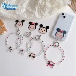 Disney Minnie Mickey Silicone Phone Lanyard New Creative Anti-fall Round Bracelet Mobile Phone Back Case Wristband Strap Gifts