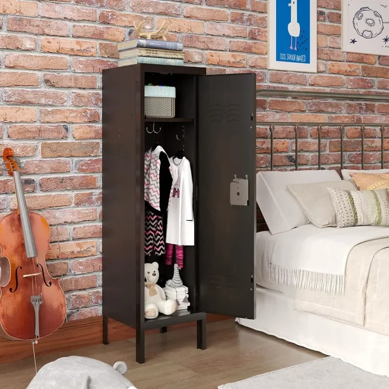 Armario de almacenamiento de Metal rústico con estante, puertas bloqueables y varilla colgante, casillero Industrial para sala de estar, dormitorio