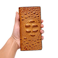 Men Wallets Business Long Crocodile Genuine Leather Fashion Thin Short Wallet No Zipper 4 Color Pure Leather Card Wallets PJ194